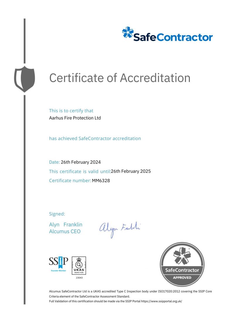 Certificate of Accreditation (Page 1) Aarhus Fire Protection